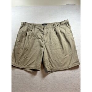 THOMSON Men's 48x9‎ Shorts Pleated Front Khaki Cotton Blend Stretch Waist